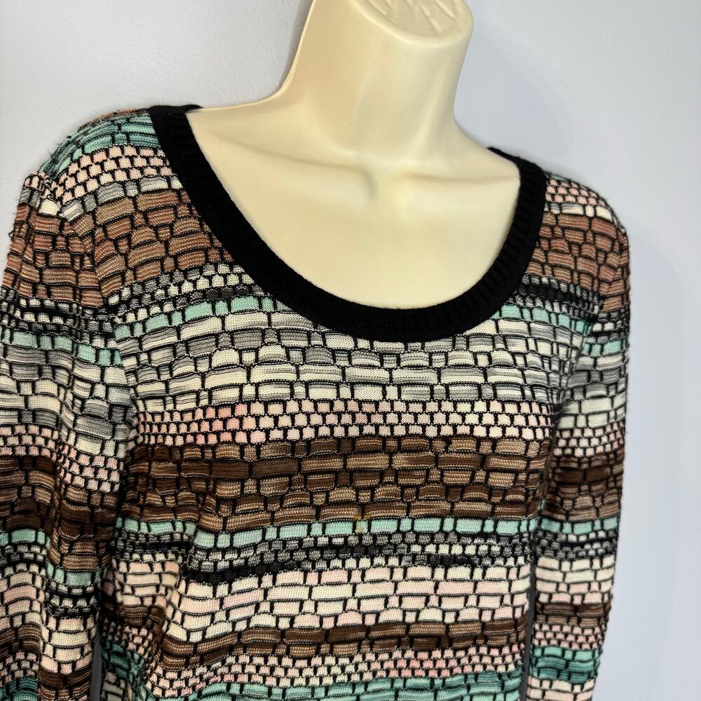 Missoni Wool Blend Textured Knit Multi Scoop Neck Pullover Sweater Made Italy 8 - Picture 3 of 13